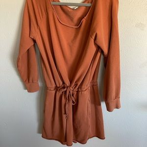 Orange Fleece Aerie Longsleeve Romper